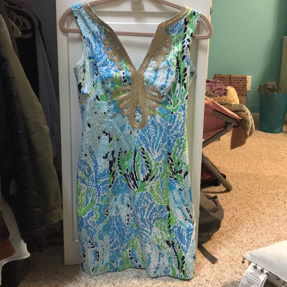 Lilly Pulitzer shift dress in Spa Blue Lets ChaCha